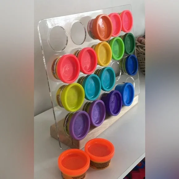 Coffee pod K-pod/cup Organizer/Playdoh Storage Clear Stand Wood Base Color Birch - Picture 4 of 4